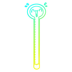 cold gradient line drawing cartoon thermometer laughing