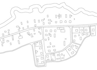 Part of urban plan of a town. Vector abstract topographic map.