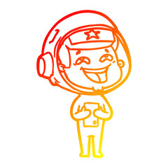 warm gradient line drawing cartoon laughing astronaut