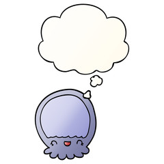 cartoon jellyfish and thought bubble in smooth gradient style