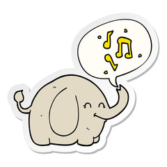 cartoon trumpeting elephant and speech bubble sticker