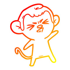 warm gradient line drawing cartoon annoyed monkey