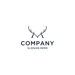 Letter M moose horn logo vector illustration