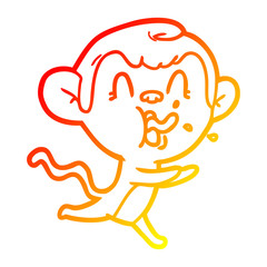 Obraz premium warm gradient line drawing crazy cartoon monkey