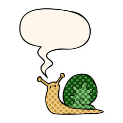 cartoon snail and speech bubble in comic book style