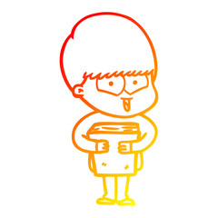 warm gradient line drawing cartoon happy boy