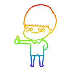 rainbow gradient line drawing angry cartoon boy