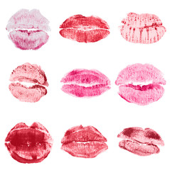 Lipstick kiss isolated on white background