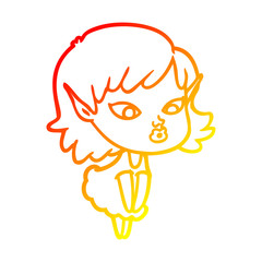 warm gradient line drawing pretty cartoon elf girl