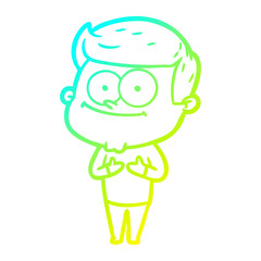 cold gradient line drawing cartoon smiling man