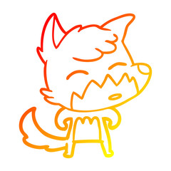 warm gradient line drawing cartoon fox