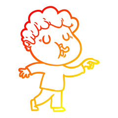 warm gradient line drawing cartoon man singing