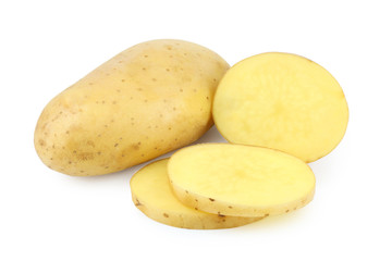 potatoes and cut raw vegetable isolated on white background with clipping path