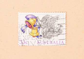 AUSTRALIA - CIRCA 1980: A stamp printed in Australia shows an angel with bells, circa 1980