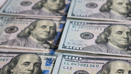 American Dollars Cash Money. One Hundred Dollar Banknotes.