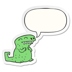 cartoon dinosaur and speech bubble sticker