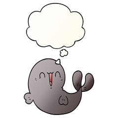 cute cartoon whale and thought bubble in smooth gradient style