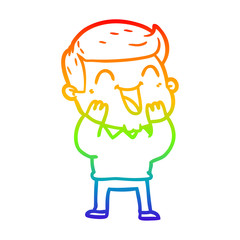 rainbow gradient line drawing cartoon man laughing