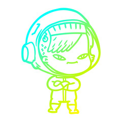 cold gradient line drawing cartoon astronaut woman
