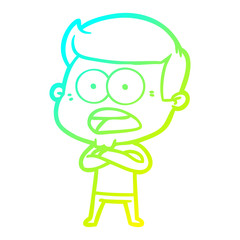 cold gradient line drawing cartoon shocked man
