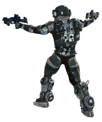 Scifi Soldier in Armor, 3D Illustration, 3D rendering