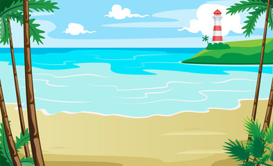 Fototapeta premium Landscape of the tropical coast. Sea shore landscape. light house