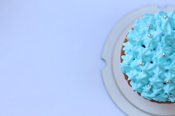 blue custard cupcake, birthday concept