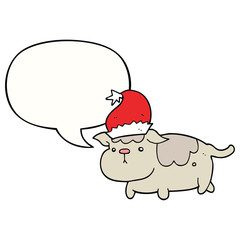 cute christmas dog and speech bubble