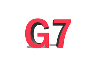 G7 summit in red textt 