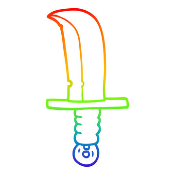 recommend clip art: rainbow gradient line drawing cartoon dagger
