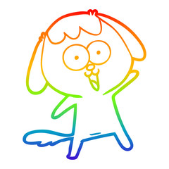 rainbow gradient line drawing cute cartoon dog