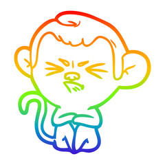 rainbow gradient line drawing cartoon annoyed monkey
