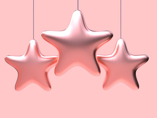 Obraz premium pink background abstract metallic object christmas holiday decoration concept 3d rendering