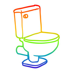 rainbow gradient line drawing cartoon closed toilet