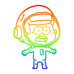rainbow gradient line drawing cartoon surprised astronaut