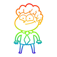 rainbow gradient line drawing cartoon happy man