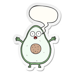 cartoon avocado and speech bubble sticker