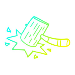 cold gradient line drawing cartoon mallet