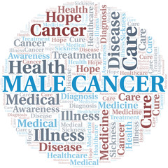 Obraz premium Male Cancer word cloud. Vector made with text only.