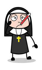Fever - Cartoon Nun Lady Vector Illustration