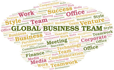 Obraz premium Global Business Team word cloud. Collage made with text only.