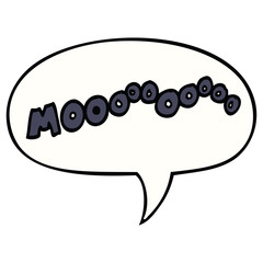 cartoon moo noise and speech bubble