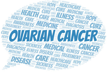 Ovarian Cancer word cloud. Vector made with text only.