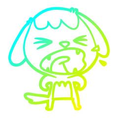 cold gradient line drawing cute cartoon dog