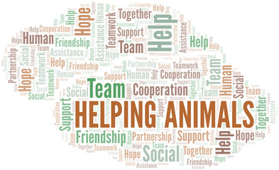 Fototapeta premium Helping Animals word cloud. Vector made with text only.