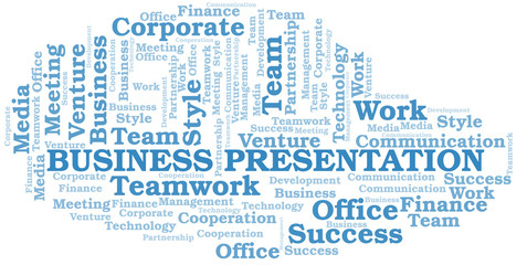 Obraz premium Business Presentation word cloud. Collage made with text only.