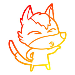 warm gradient line drawing cartoon wolf pouting
