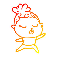 warm gradient line drawing cartoon calm woman