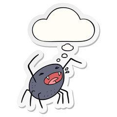 cartoon spider and thought bubble as a printed sticker