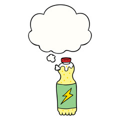 cartoon soda bottle and thought bubble